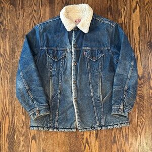 Levi's Blue Denim Jacket with White Sherpa Lining